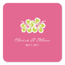 Hibiscus Delight Favor Stickers - Azalea -