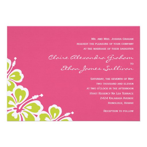 Hibiscus Delight Wedding Invitation - Azalea -