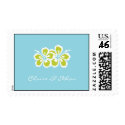 Hibiscus Delight Wedding Postage Stamp - Sky Blue stamp