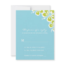 Hibiscus Delight Wedding RSVP Card - Sky Blue - Invitations