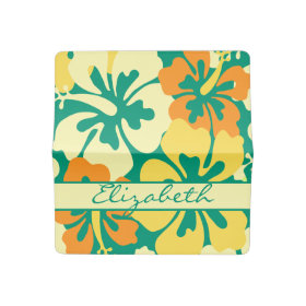Hibiscus Floral Pattern Monogram Checkbook Cover