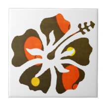 Hibiscus Flower Art Ceramic Tile Trivet Coaster