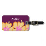 Hibiscus Flower Customizable Luggage Tag (Purple)