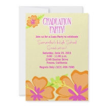 Hibiscus Flower Graduation Party Invitation Yellow