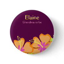 HIBISCUS FLOWER NAME TAG Personalized Button