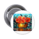 Hibiscus Flower Pot Art buttons