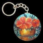 Hibiscus Flower Pot Art keychains