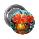 Hibiscus Flower Pot Art buttons