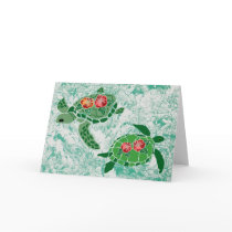 Hibiscus flower sea turtle  blank cards