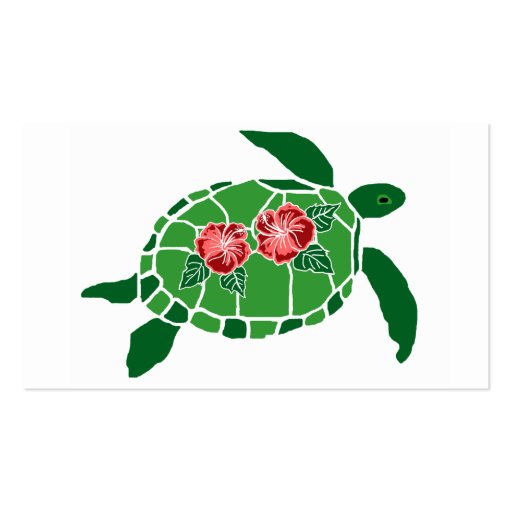 Hibiscus flower sea turtle business cards (back side)