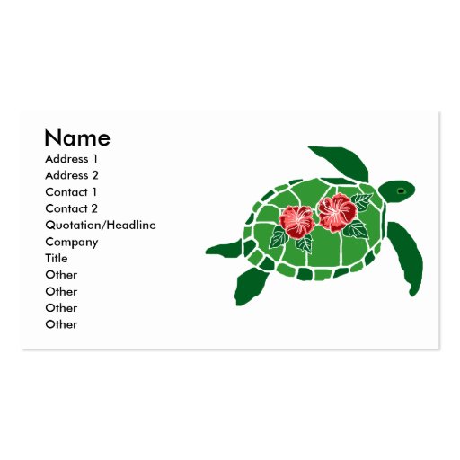 Hibiscus flower sea turtle business cards (front side)
