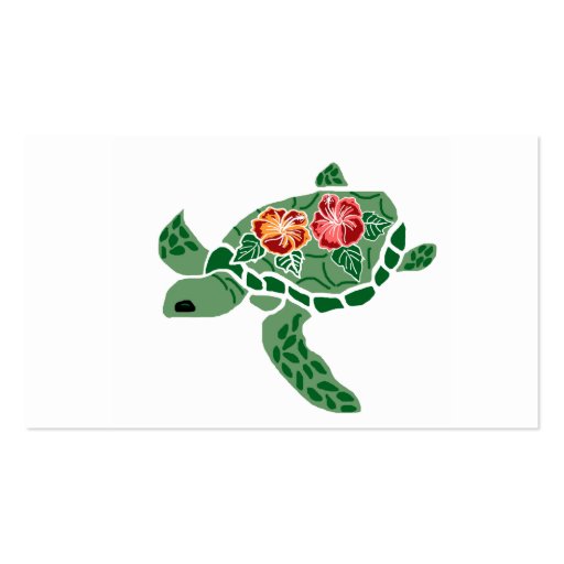 Hibiscus flower sea turtle business cards (back side)