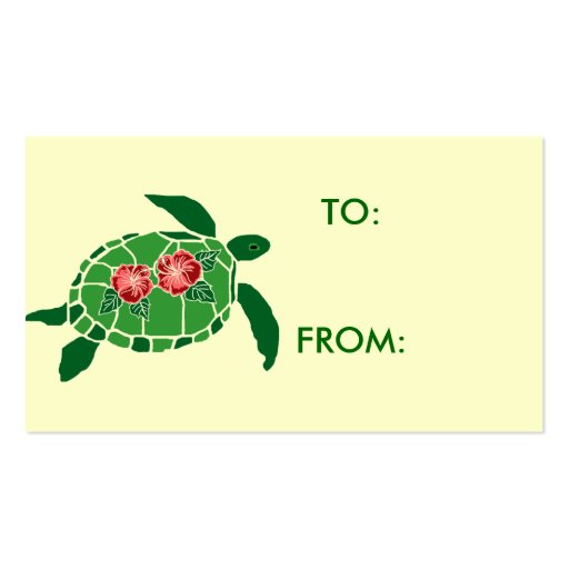 Hibiscus flower sea turtle gift tag business cards