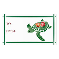 Hibiscus flower sea turtle GIFT TAGS business cards by marcya7 Hibiscus flower sea turtle GIFT TAGS business cards