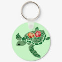 Hibiscus flower sea turtle key chain keychains