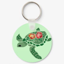 Hibiscus flower sea turtle key chain keychains