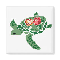 Hibiscus flower sea turtle magnet