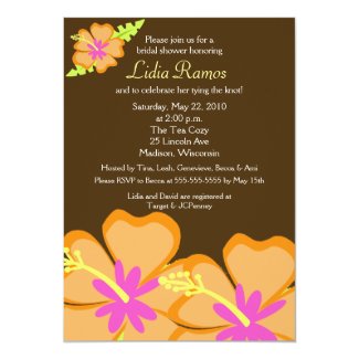 Hibiscus Flower Tropical 5x7 Bridal Shower Invite