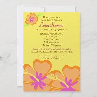 Hibiscus Flower Tropical 5x7 Bridal Shower Invite