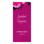 Hibiscus Fuchsia Floral Wedding Dinner Menu Cards Custom Rack Cards
