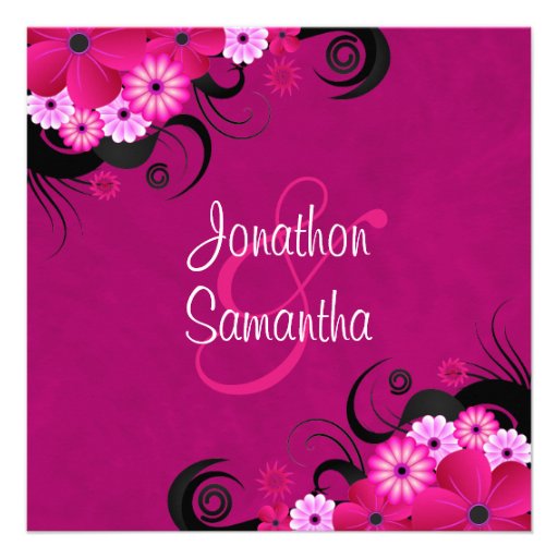 Hibiscus Fuchsia Wedding Rehearsal Dinner Invites