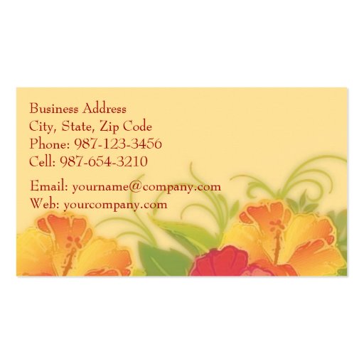 hibiscus garden ~ bc business card templates (back side)