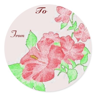 Pink Hibiscus drawing Gift Tags