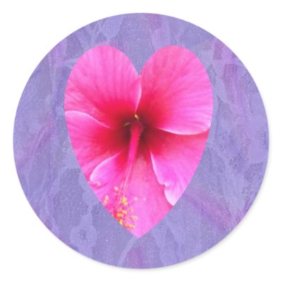 Hibiscus Heart Round Sticker by SeaAngel