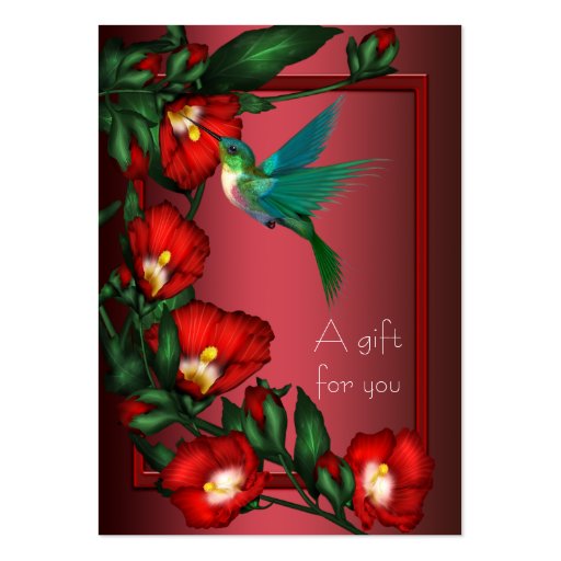 Hibiscus Hummingbird Gift Certificate Gift Cards Business Card Templates (front side)