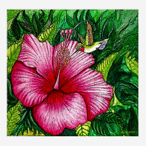 Hibiscus Hummingbird Print