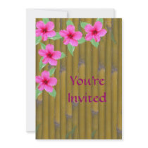 Hibiscus on Bamboo Custom Invite