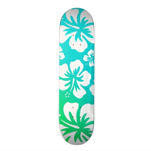 Hibiscus on Blue Green Skateboard Deck Zazzle
