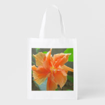 Hibiscus Orange Flower Grocery Bags at Zazzle