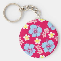 hibiscus, pattern, illustrations, Keychain with custom graphic design