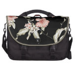 Hibiscus print in pink and black. computer bag