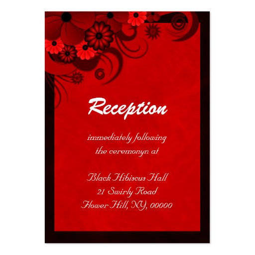 Hibiscus Red Floral Wedding Reception Enclosures Business Card (front side)