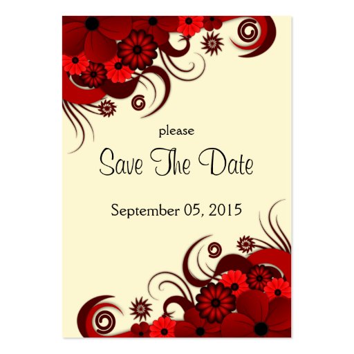 Hibiscus Red Floral Wedding Save The Date Cards Business Card (front side)