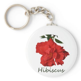 Hibiscus Red Flower With Text keychain