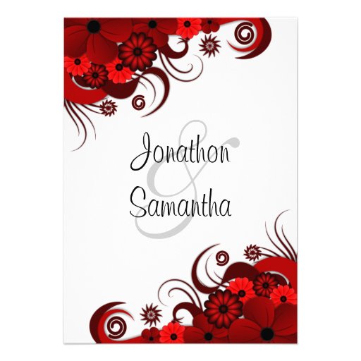 Hibiscus Red Wedding Rehearsal Dinner Invitations