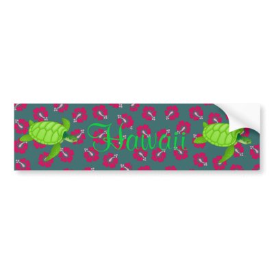 hibiscus-Sea Turtle Hawaii - Customize it Bumper sticker by Just2Cute