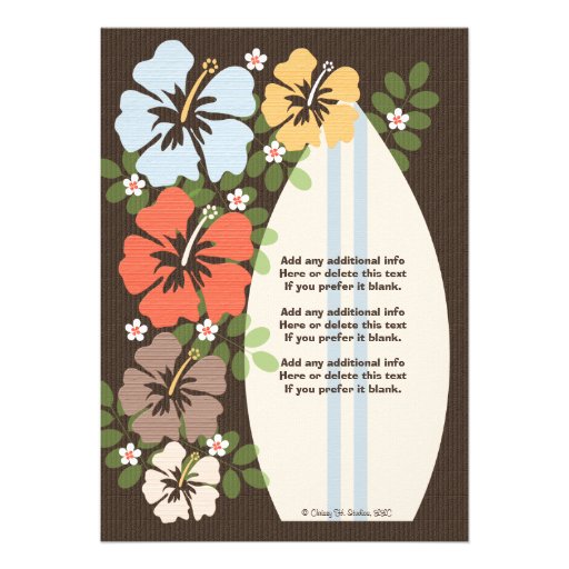 Hibiscus Surfboard Birthday Party Invitations