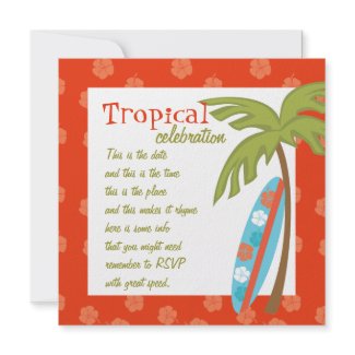 Hibiscus Surfboard invitation