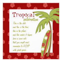 Hibiscus Surfboard Invitations