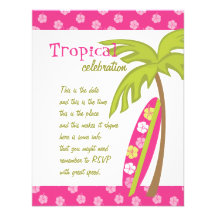 Hibiscus Surfboard Personalized Announcement