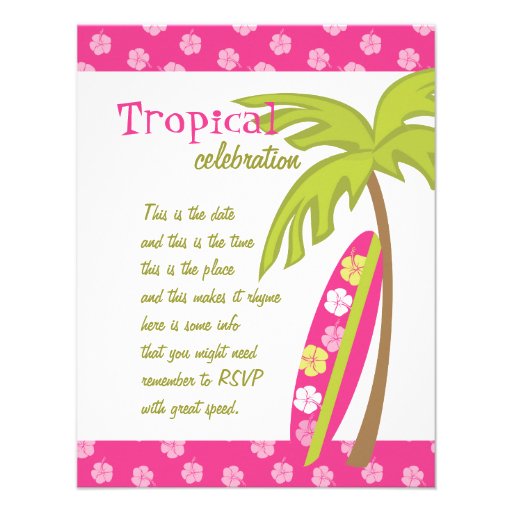 Hibiscus Surfboard Personalized Announcement