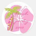 Hibiscus Surfboard Round Sticker