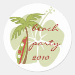 Hibiscus Surfboard Round Stickers