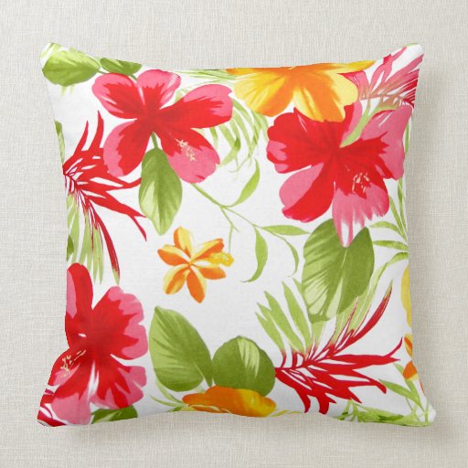 Hibiscus Tropical Floral Fiesta Colorful pillow Zazzle