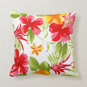Hibiscus Tropical Floral Fiesta Colorful pillow