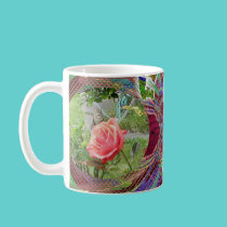 Hidden Cat Behind Rose coffee cup mugs